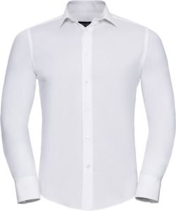 Russell Collection R946M - Easy Care Fitted Long Sleeve Shirt Mens White