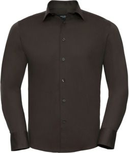 Russell Collection R946M - Easy Care Fitted Long Sleeve Shirt Mens Chocolate