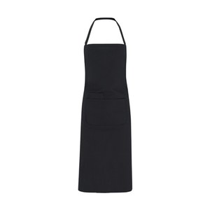 EgotierPro DE9129 - DUCASSE Long apron with double front pocket and matching tie-straps Black