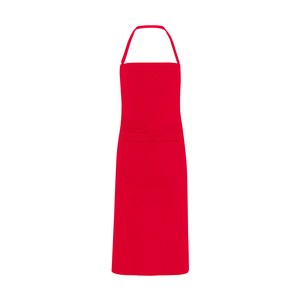 EgotierPro DE9129 - DUCASSE Long apron with double front pocket and matching tie-straps Red