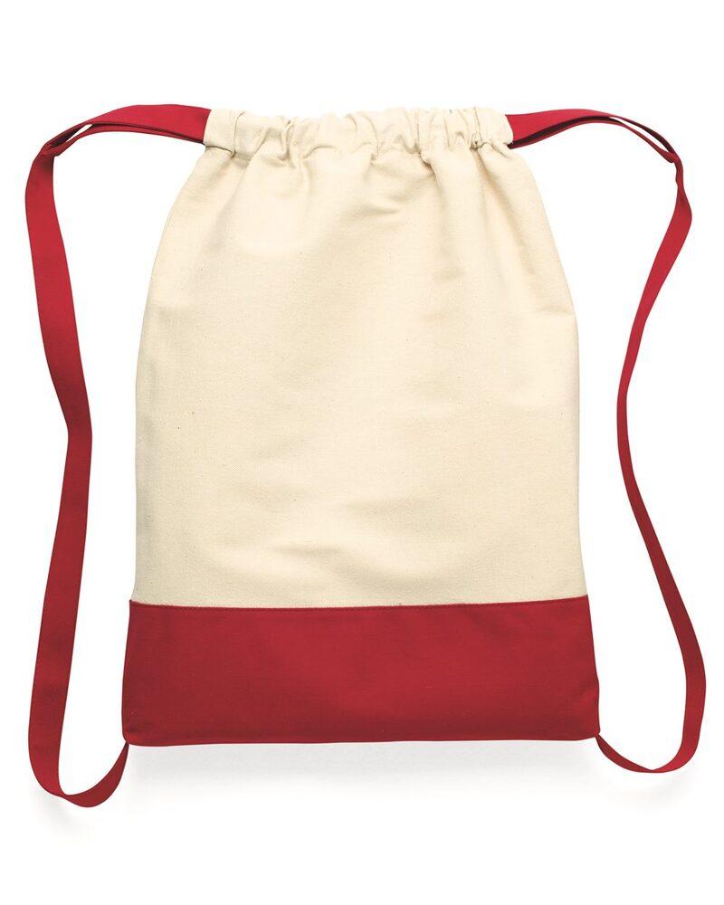 Liberty Bags 8876 - Bolsa de lona de algodón con cordón y parte inferior con contraste de color