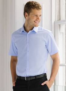 Russell Collection JZ963 - Mens Short Sleeve Herringbone Shirt