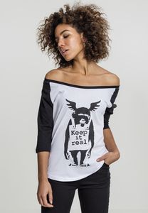 Merchcode MC098 - T-shirt pour dames brandalisé - graffiti de Banksy singe Raglan