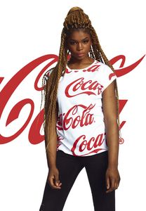 Merchcode MC139 - T-shirt pour dames Coca Cola AOP