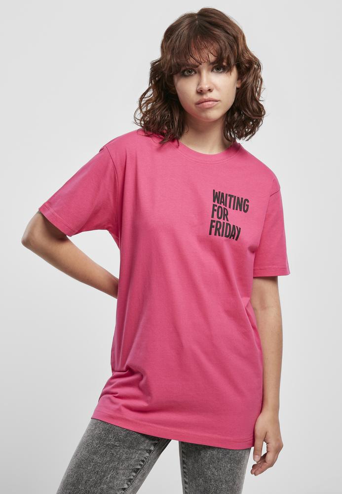 Mister Tee MT1216 - Dames Wachtend Op Vrijdag T-shirt hibiskus roze