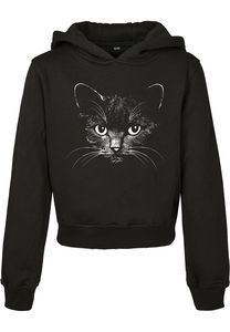Mister Tee MTK087 - Sweatshirt crop-top à capuche pour enfants chat noir 