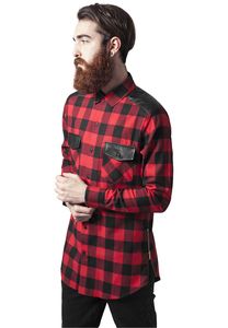 Urban Classics TB1253 - Side Zip Leather Shoulder Flanell Shirt
