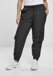 Urban Classics TB3636 - Pantalones cargo de cintura alta de nailon arrugado para mujer