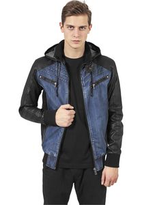 Urban Classics TB675 - Hooded Denim Leather Jacket