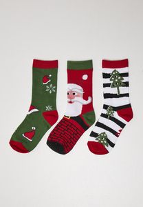 Urban Classics TB4648 - Lot de 3 chaussettes de Noël à rayures Père Noël