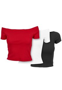 UC Ladies PP1500A - Lot de 3 t-shirts côtelés à épaules dénudées pour femmes
