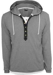 Urban Classics TB641C - Sweatshirt à capuche rayures fines avec boutons Jersey