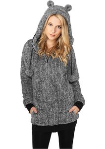 Urban Classics TB616C - Sweatshirt à capuche avec fermeture éclair peluche pour dames mélange