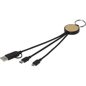 PF Concept 124325 - Tecta 6-in-1 recycled plastic/bamboo charging cable with keyring